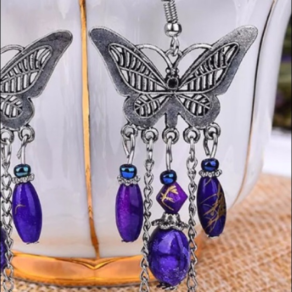 💜🆕Silver Butterfly/Crystal Shell Ear - Picture 4 of 4